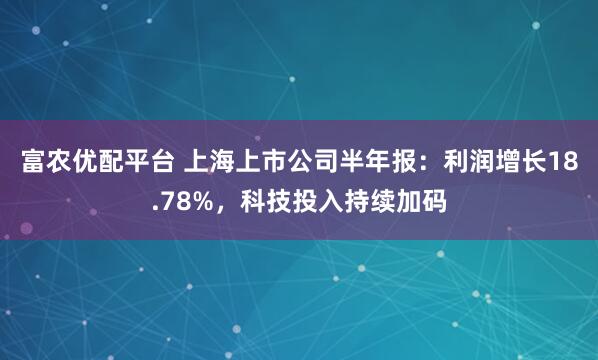 富农优配平台 上海上市公司半年报：利润增长18.78%，科技投入持续加码